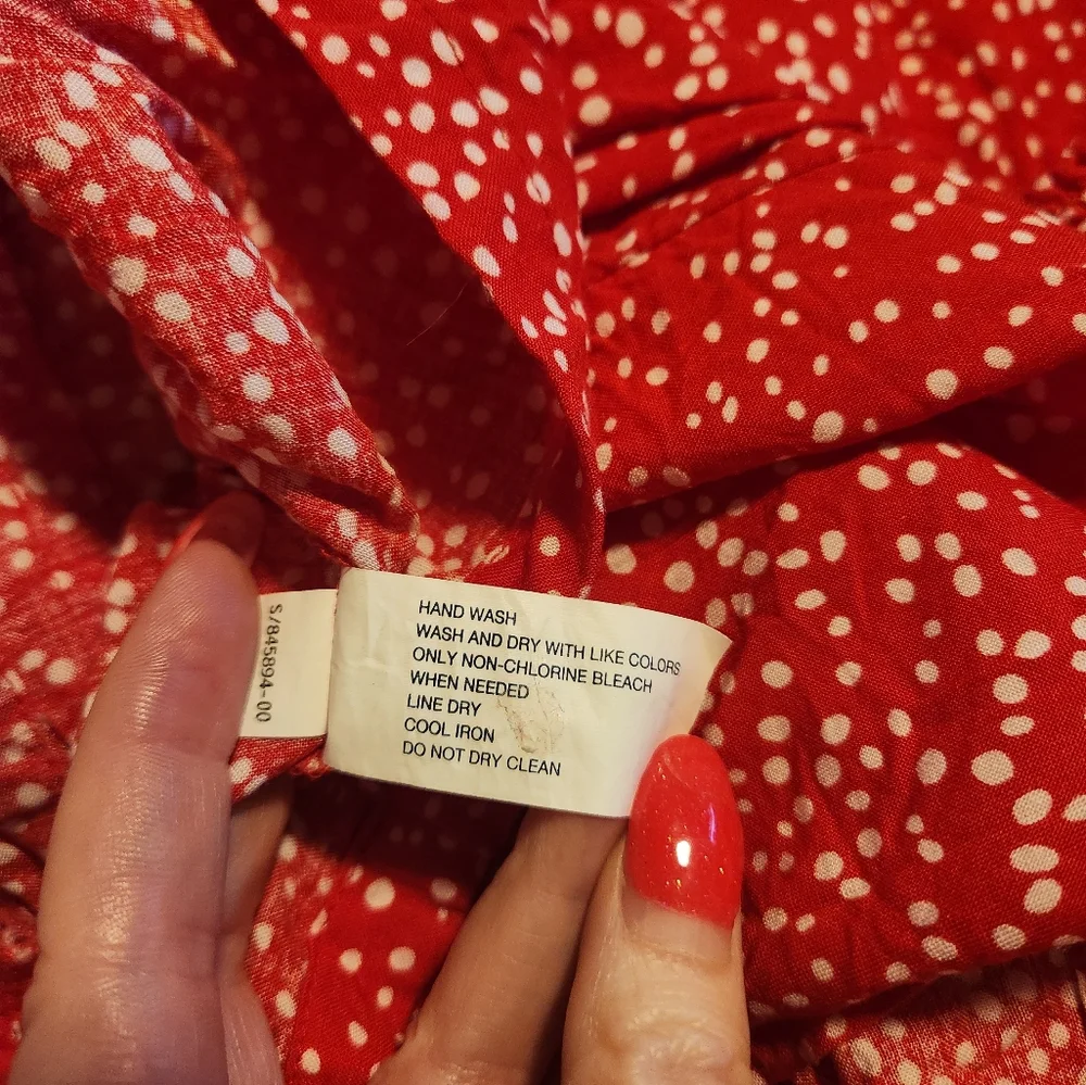 Bright Red With White Polka Dot Elastic Waist Mini Skirt Gap Factory Large L EUC